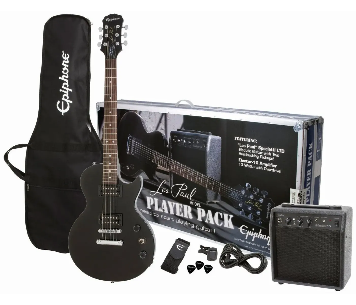 Epiphone Les Paul Player Pack Electric Guitar - Ebony Epiphone Les Paul Player Pack Electric Guitar - Ebony