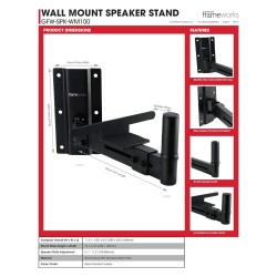 Gator Frameworks GFW-SPK-WM100 Wall Mount Speaker Stands - Pair