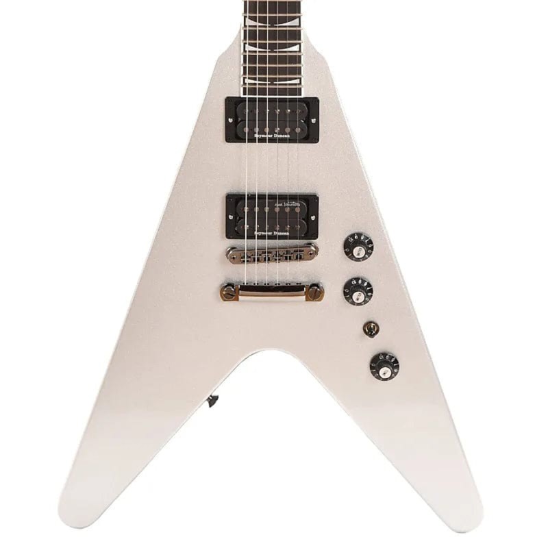 Gibson USA DSVX00S1BC1 Artist Dave Mustaine Signature "Rust in Peace" Flying V EXP Electric Guitar - Silver Metallic