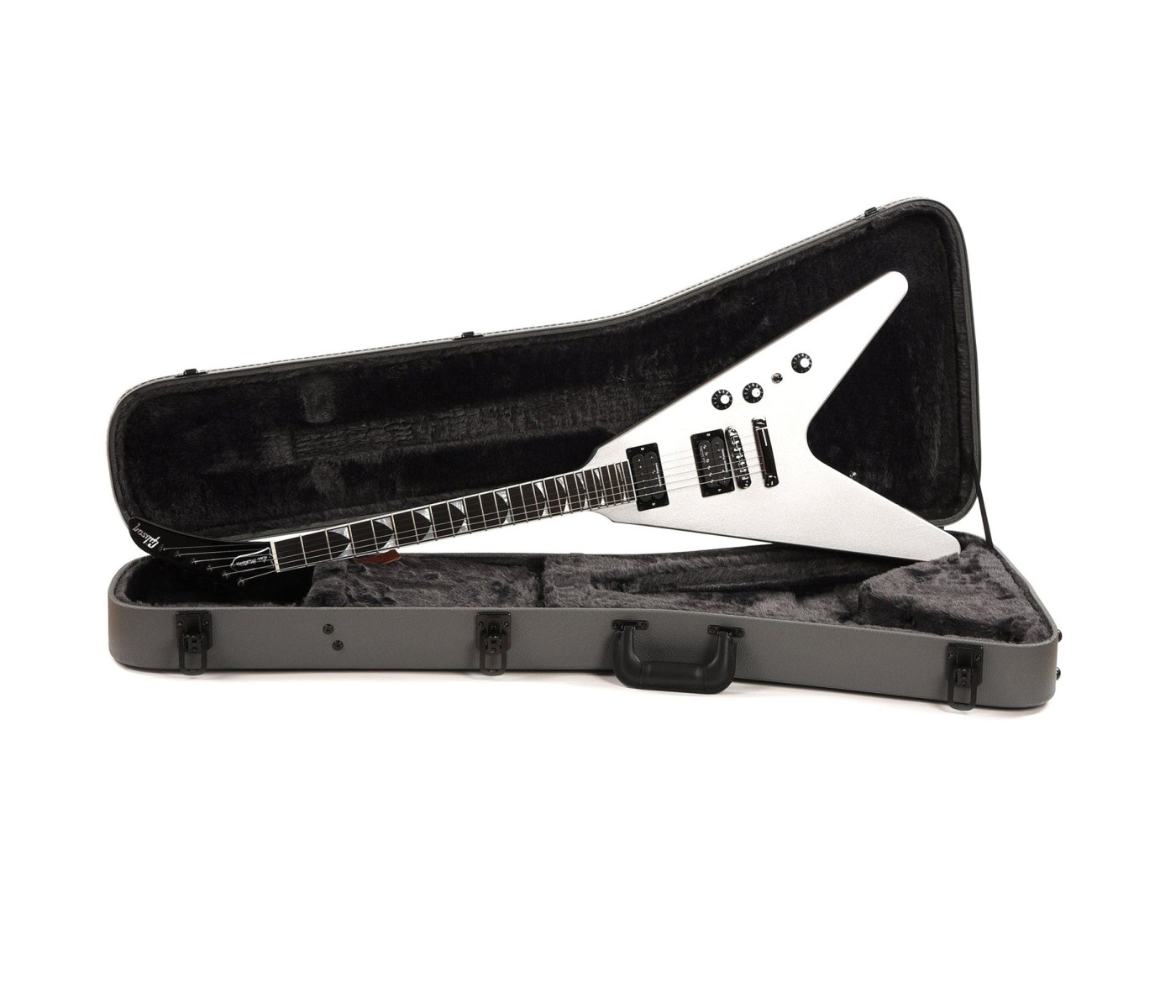 Gibson USA DSVX00S1BC1 Artist Dave Mustaine Signature "Rust in Peace" Flying V EXP Electric Guitar - Silver Metallic