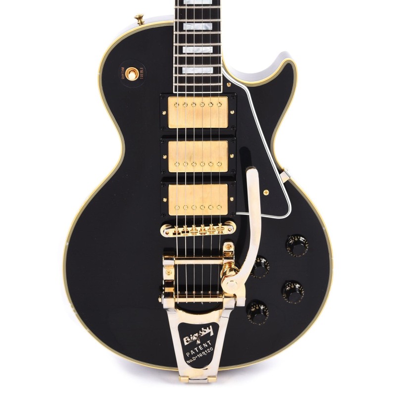 Gibson Custom Shop LPB357LAEBBG1 Murphy Lab 1957 Les Paul Custom 3-Pickup Bigsby Electric Guitar - Ebony Light Aged