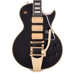 Gibson Custom Shop LPB357VOEBBG1 1957 Les Paul Custom Reissue 3-Pickup VOS w/Bigsby - Ebony