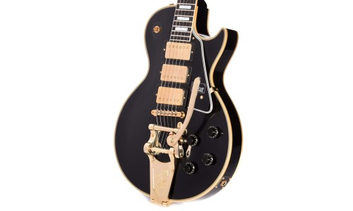 Gibson Custom Shop LPB357VOEBBG1 1957 Les Paul Custom Reissue 3-Pickup VOS w/Bigsby - Ebony