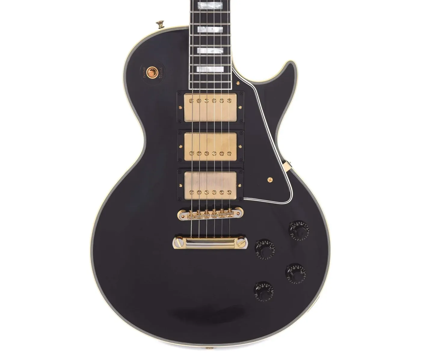 Gibson Custom Shop LPB357VOEBGH1 1957 Les Paul Custom Reissue 3-Pickup VOS Electric Guitar - Ebony