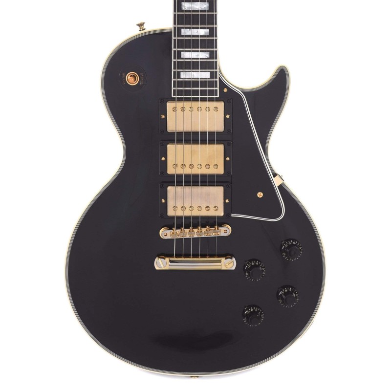 Gibson Custom Shop LPB357VOEBGH1 1957 Les Paul Custom Reissue 3-Pickup VOS Electric Guitar - Ebony