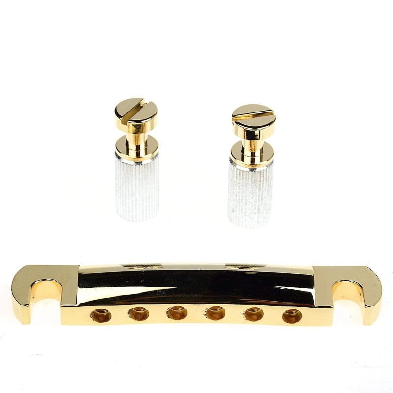 Gibson Accessories PTTP-020 Stop Bar Tailpiece with Studs and Inserts - Gold