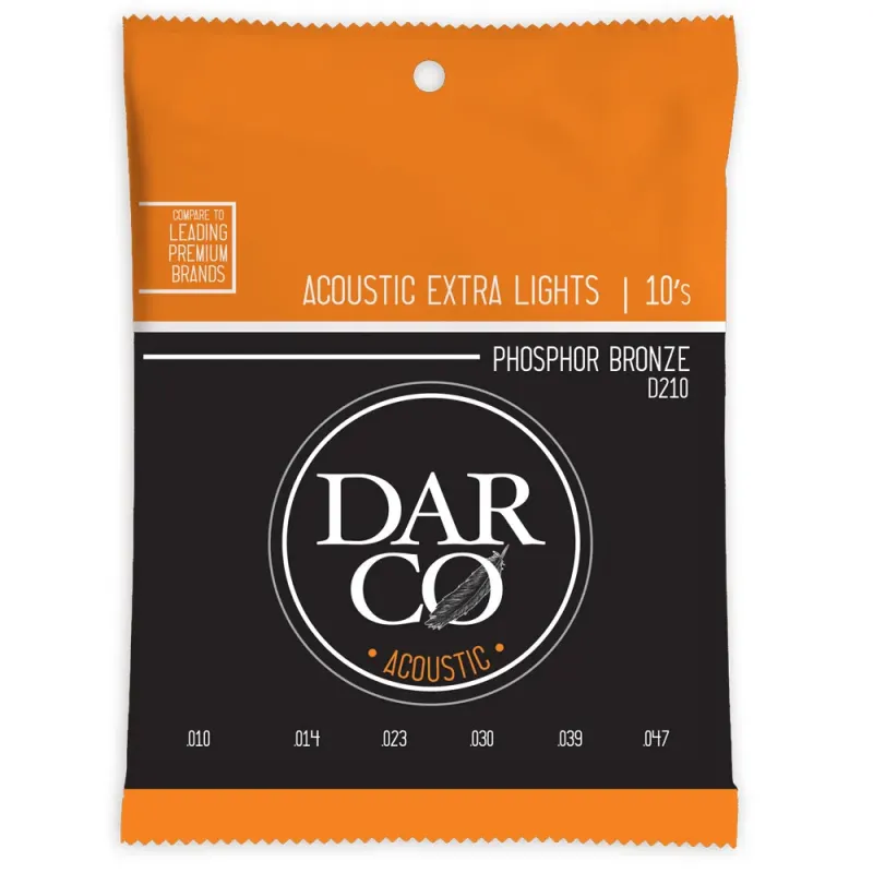 Martin Strings D210 Darco Acoustic Guitar Set 92/8 Phosphor Bronze Extra Light - 0.10 - 0.47 Martin Strings D210 Darco Acoustic Guitar Set 92/8 Phosphor Bronze Extra Light - 0.10 - 0.47