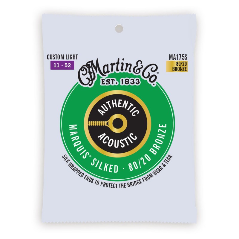 Martin Strings MA175S Authentic Acoustic Guitar Set Marquis Silked 80/20 Bronze Custom Light - 011 -.052