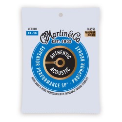 Martin Strings MA550 Authentic Acoustic Guitar Set Superior Performance SP 92/8 Phosphor Medium - 013 -.056