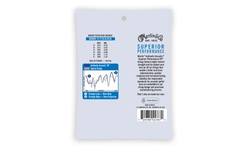 Martin Strings MA550 Authentic Acoustic Guitar Set Superior Performance SP 92/8 Phosphor Medium - 013 -.056