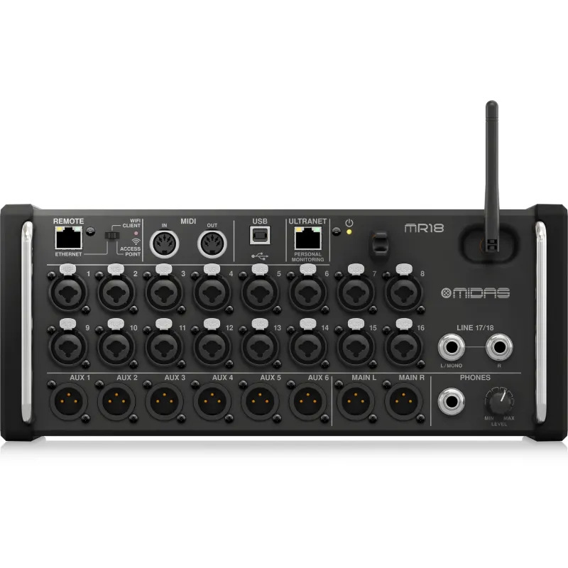 Midas MR18 18-Channel Tablet-Controlled Digital Mixer Midas MR18 18-Channel Tablet-Controlled Digital Mixer