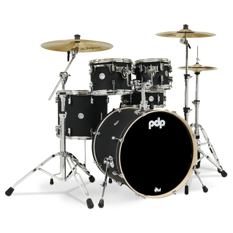 PDP Drums PDCM2215BK Concept Maple 5-Pieces Shell Pack - Satin Black - Without Cymbals