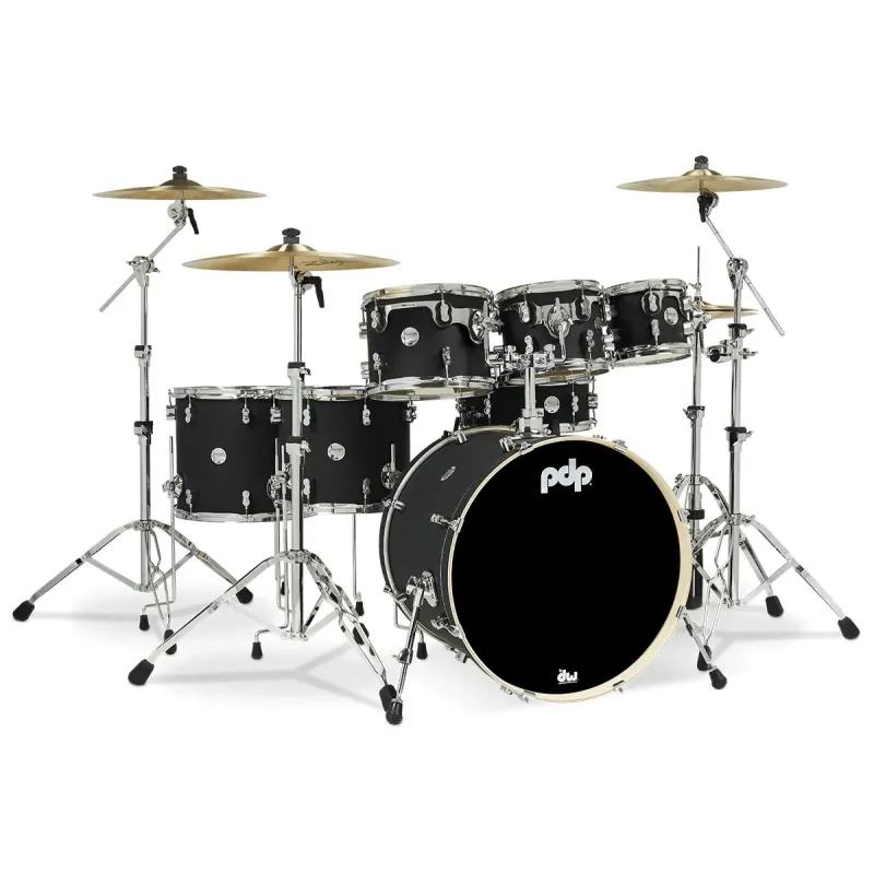 PDP Drums Concept Maple 7 Pieces Shell Pack Drumset Satin Black - Without Cymbals
