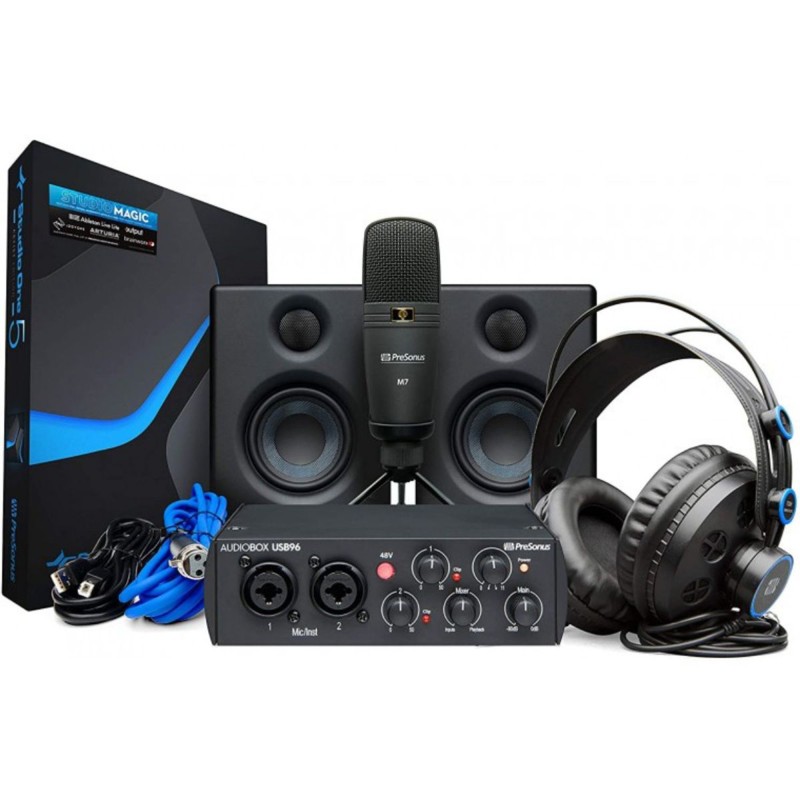 PreSonus Audiobox96AN, Eris E3.5" Studio Monitors, M7 Cardioid Condenser, HD7 Headphones - 25th Anniversary Ultimate Bundle Pack