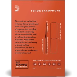 Rico by D'Addario RKA1020 Tenor Saxophone Reeds - Strength 2 - 10 Pieces