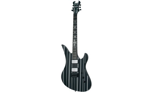 Schecter 1747 Electric Guitar Synyster Custom HT - Gloss Black With Silver Pin Stripes