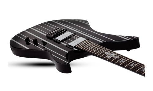 Schecter 1747 Electric Guitar Synyster Custom HT - Gloss Black With Silver Pin Stripes