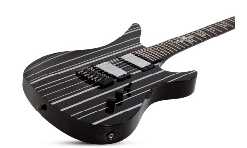 Schecter 1747 Electric Guitar Synyster Custom HT - Gloss Black With Silver Pin Stripes