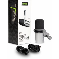 Shure MV7-S USB And XLR Podcast Dynamic Microphone MV7 - Silver