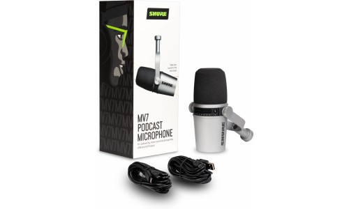 Shure MV7-S USB And XLR Podcast Dynamic Microphone MV7 - Silver