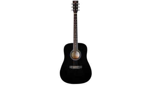 SX Guitar SD104GBK Dreadnought Acoustic - Gloss Black