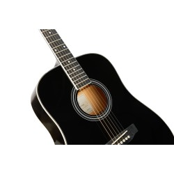 SX Guitar SD104GBK Dreadnought Acoustic - Gloss Black