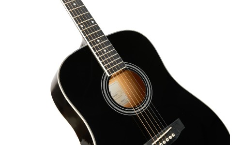 SX Guitar SD104GBK Dreadnought Acoustic - Gloss Black