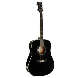 SX Guitar SD104GBK Dreadnought Acoustic - Gloss Black