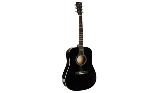 SX Guitar SD104GBK Dreadnought Acoustic - Gloss Black