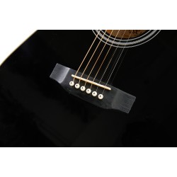 SX Guitar SD104GBK Dreadnought Acoustic - Gloss Black