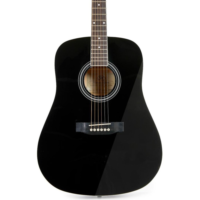 SX Guitar SD104GBK Dreadnought Acoustic - Gloss Black