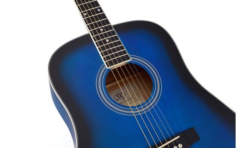 SX Guitar SD104GBUS Dreadnought Acoustic - Gloss Blue Sunburst