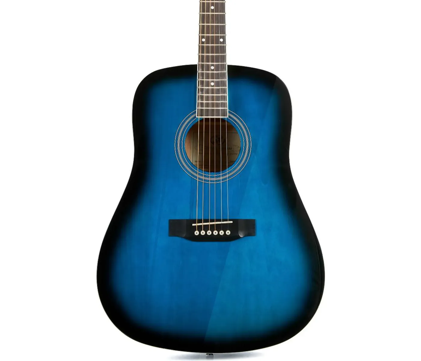 SX Guitar SD104GBUS Dreadnought Acoustic - Gloss Blue Sunburst