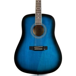 SX Guitar SD104GBUS Dreadnought Acoustic - Gloss Blue Sunburst