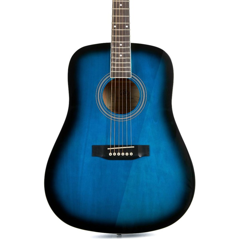 SX Guitar SD104GBUS Dreadnought Acoustic - Gloss Blue Sunburst