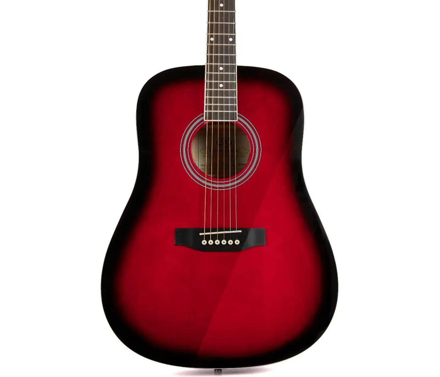SX Guitar SD104GRDS Dreadnought Acoustic - Gloss Red Sunburst SX Guitar SD104GRDS Dreadnought Acoustic - Gloss Red Sunburst