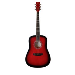 SX Guitar SD104GRDS Dreadnought Acoustic - Gloss Red Sunburst