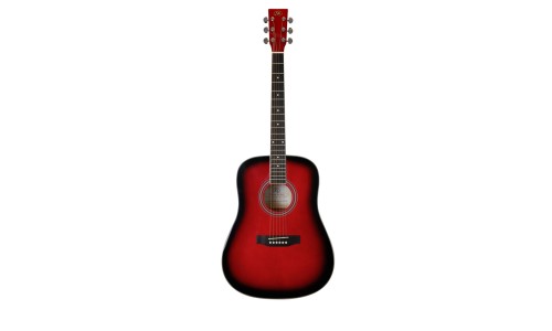 SX Guitar SD104GRDS Dreadnought Acoustic - Gloss Red Sunburst