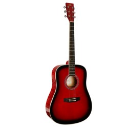 SX Guitar SD104GRDS Dreadnought Acoustic - Gloss Red Sunburst