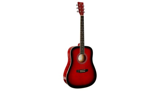 SX Guitar SD104GRDS Dreadnought Acoustic - Gloss Red Sunburst