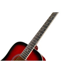 SX Guitar SD104GRDS Dreadnought Acoustic - Gloss Red Sunburst