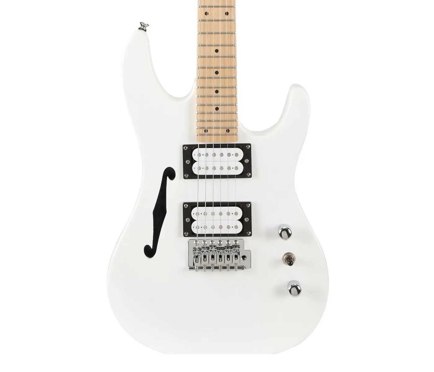 SX Guitar Hawk Semi Hollowbody SE Mini Electric Guitar - White