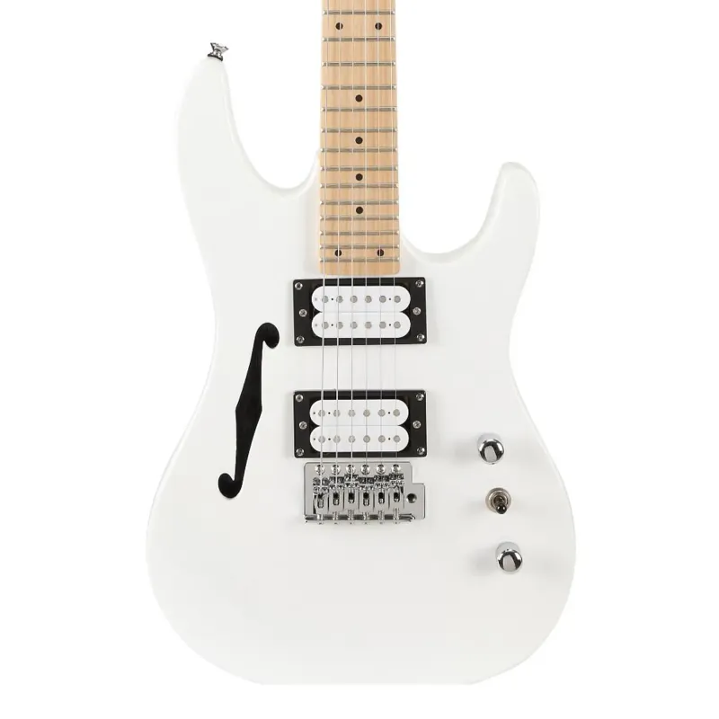 SX Guitar Hawk Semi Hollowbody SE Mini Electric Guitar - White