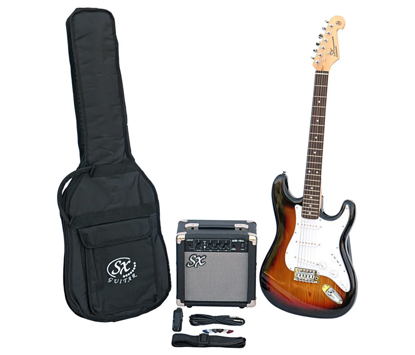 SX Guitar SE1-SK-3TS Stratocaster Electric Package Guitar - Sunburst SX Guitar SE1-SK-3TS Stratocaster Electric Package Guitar - Sunburst