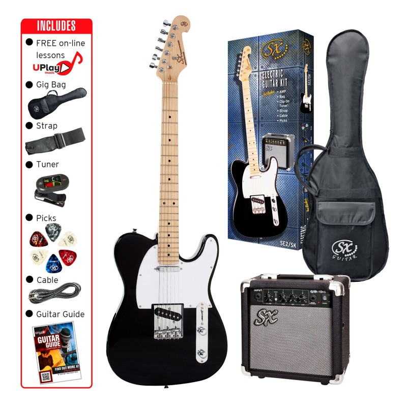 SX Guitar SE2-SK-BK SE2 Electric Package Guitar - Black