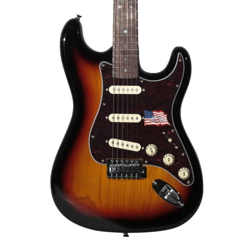 SX Guitar SST/ASH/R/3TS American Swamp Ash HollowBody Electric Guitar - Sunburst