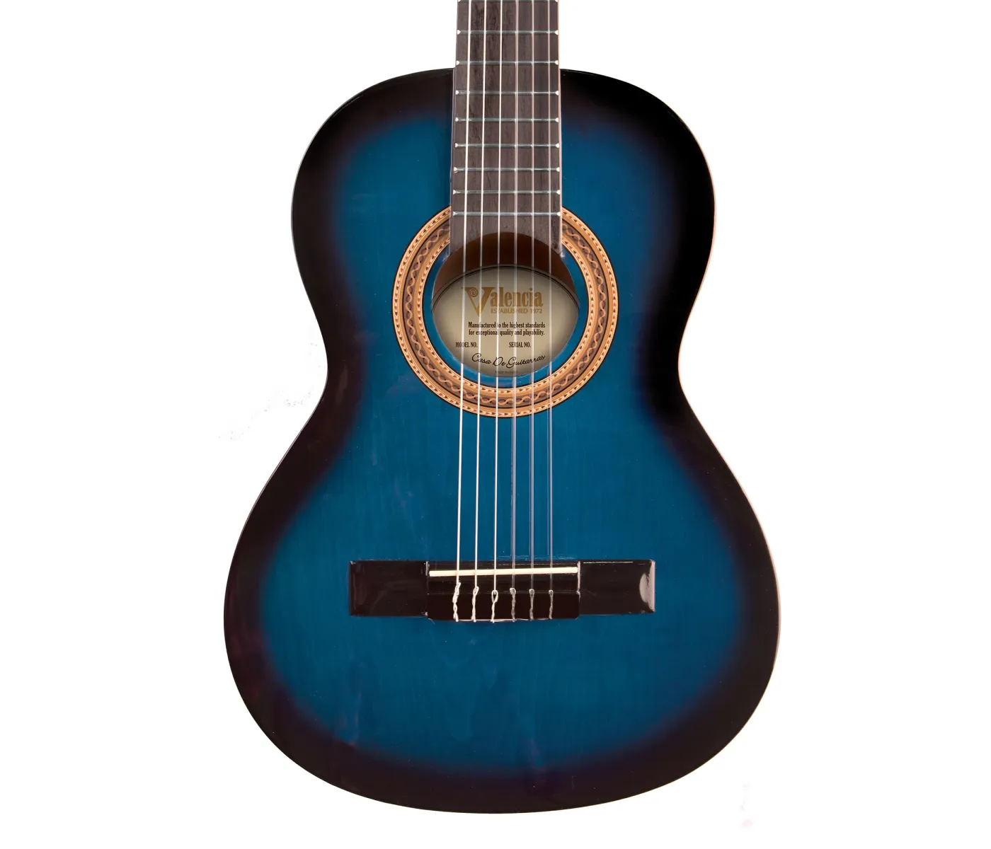 Valencia VC103BUS Blue Burst Classical Guitar - 3/4 Size