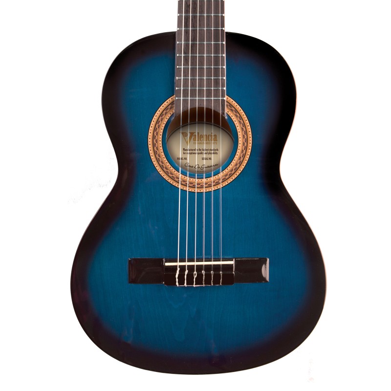 Valencia VC103BUS Blue Burst Classical Guitar - 3/4 Size