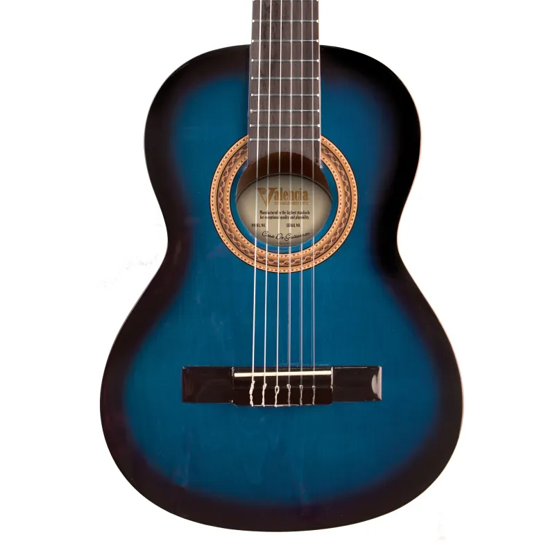 Valencia VC103BUS Blue Burst Classical Guitar - 3/4 Size