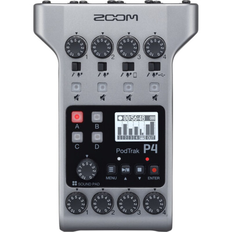 Zoom P4 PodTrak 4-Input Ultimate Recorder for Podcasting